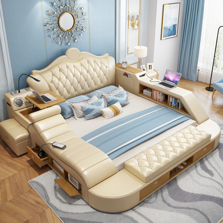 Leather Luxury Bedroom Sets Tufted Upholstered Bed Modern Design