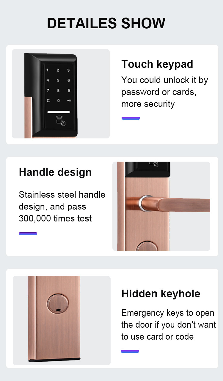 4AA Alkaline APP Rfid Intelligent Door Lock Zinc Alloy With TTLock