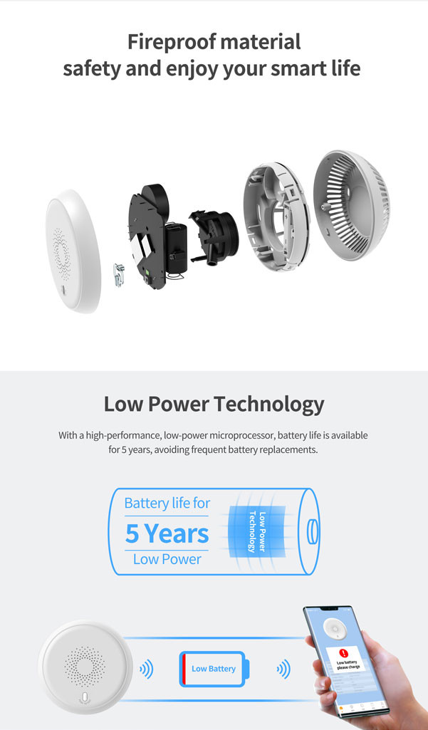 2.4GHz Zigbee Smoke And CO Detector DC 3V Fast Acting Photoelectric