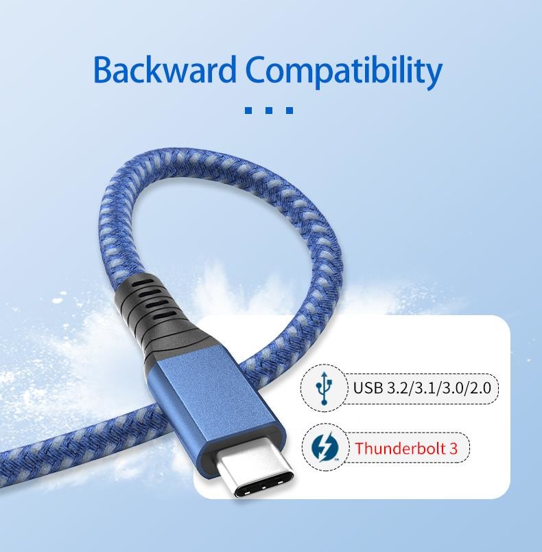 Braided 0.5m 0.8m 1m USB 4 Cable 40Gbps PD 100W Fast Charging
