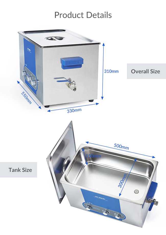 20l Large Volume Ultrasonic Cleaner Digital Power Adjustable For Carburetor Parts