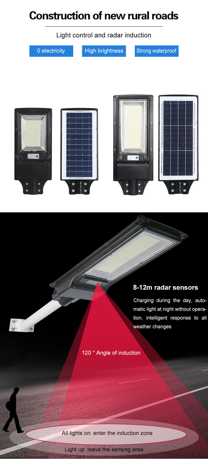 Intelligent 20000LM 6V Solar Garden Street Light 50000 Hour