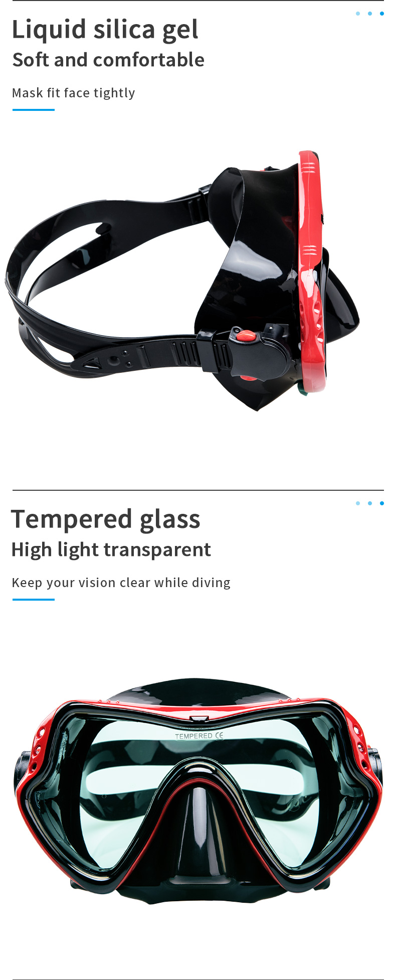 Tempered Glass Lens Scuba Diving Snorkel Mask Set For Youth Adult