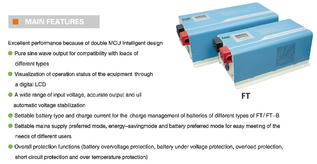 FT SERIES Pure Sine Wave Inverter Pure Sine Wave Output For Compatibility