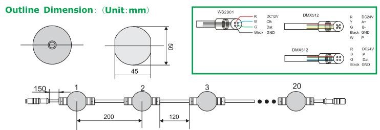 DMX 50MM RGB LED Landscape Lights Addressable Ws2811 IP65 For Outdoor