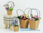 Recycled Fashion Design Flat Paper Handle Kraft Gift Bag Flower Carrier Bag