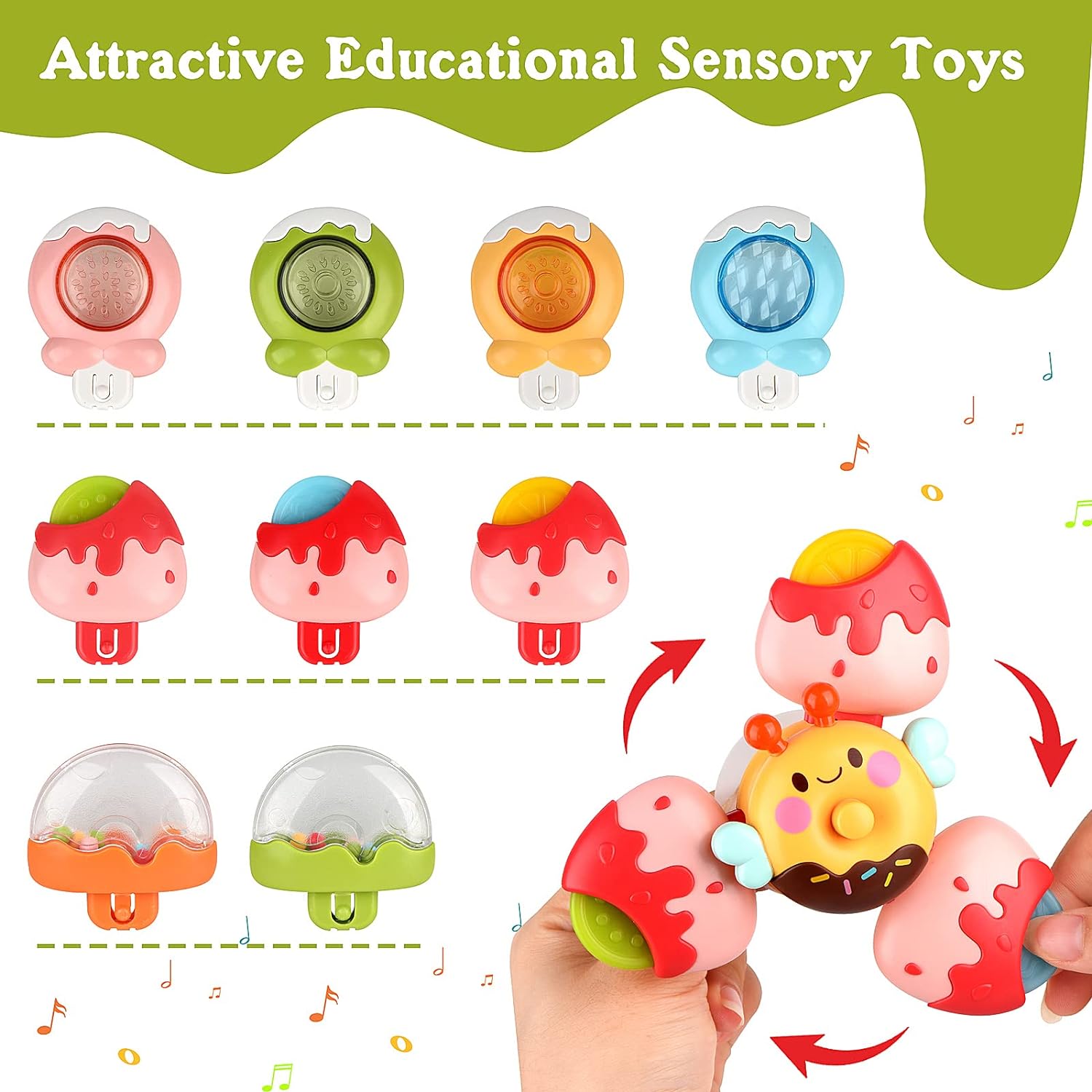 Gender-Neutral Baby Bath Spinner Toy for 2-4 Years Old Rotating and Detachable Sensory Gift