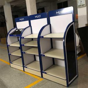 China Wooden metal display rack cabinet for pillow bread shelf disassemable display rack wood on wheels wholesale