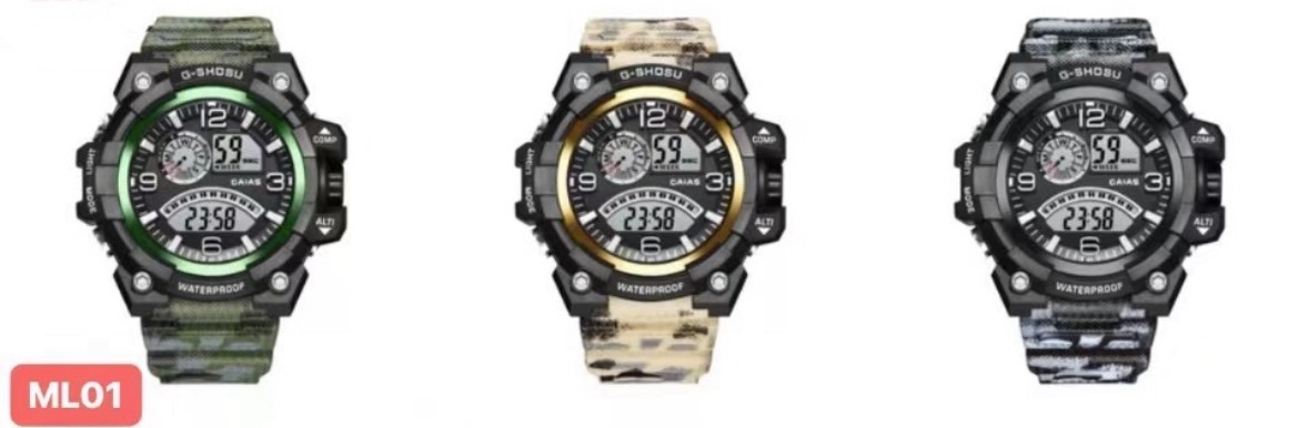 Multi Functional Digital Sport Watch With Rubber Band 100 Meters Water Resistance