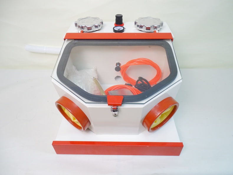 Large Window Twin Pen Dental Sandblaster With Drawer Powerful Dental Lab Equipment