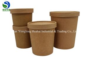 China 480ml Disposable Kraft Paper Food Buckets With Lid on sale