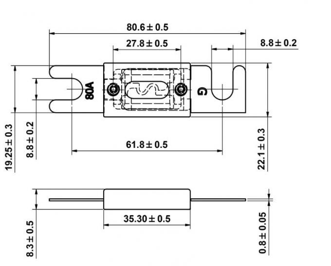 AFD Bolt-In ANS Mini Bolt-On Bolt Type Midi Automotive Fuse 30A-200A 32V