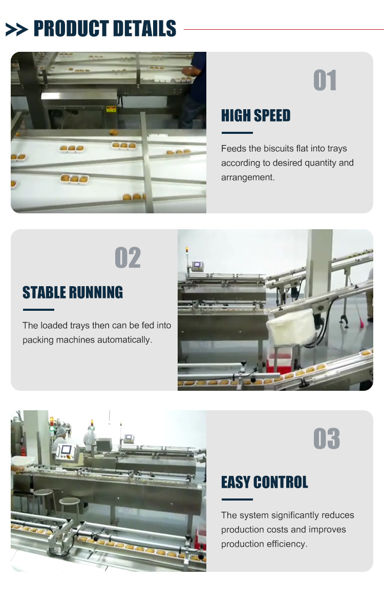 High Speed Biscuit Packing Line Food On Flat Automatic Biscuit Tray Packing Machine