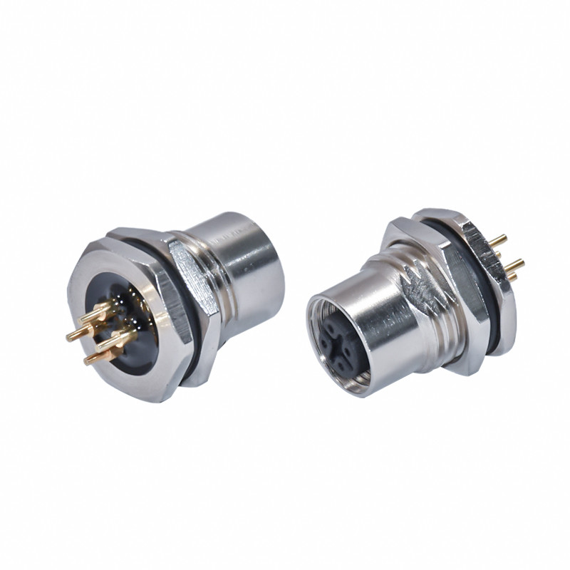 M12 4 Pin Connector D Coded Femle Panel Mount D Code 4A 250V Waterproof Connector