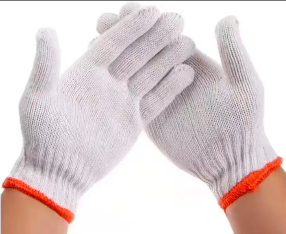 Anti-slip White Cotton Knitted Hand Glove for Industry 30-60g/Pairs Safety Work Gloves