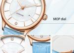 Sapphire Crystal Glass Stainless Steel Ladies Watch With Genuine Leather Strap