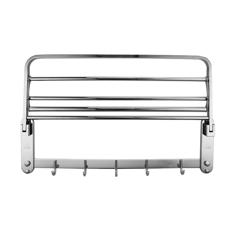Rustproof Bathroom Towel Rack Double Towel Rack Shelf Wall Mount Shelf