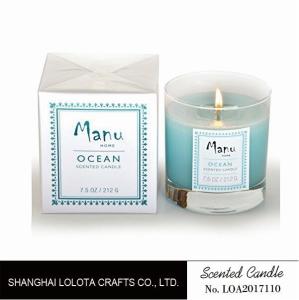 China Blue One Wick Natural Scented Candle Thick Bottom For Relieve Nerves wholesale