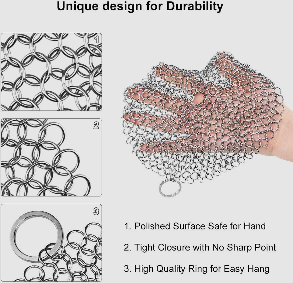 SUS316 Rings Chainmail Cast Iron Pan Scrubber Food Grade