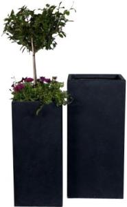 China Fiber Clay Pots, outdoor pots, garden pots PS02 Tall Cube Planter Black wholesale