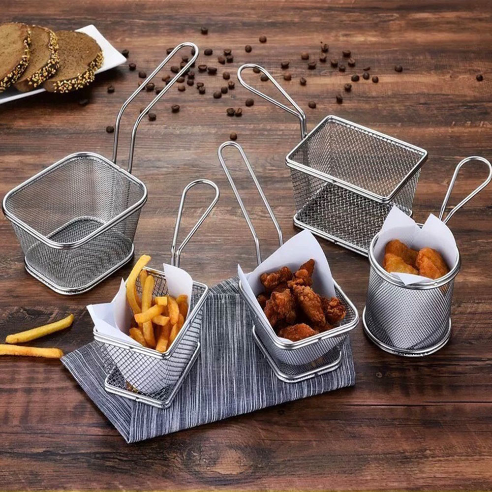 Customized 316 Stainless Steel Wire Mesh Baskets / Square Fry Basket