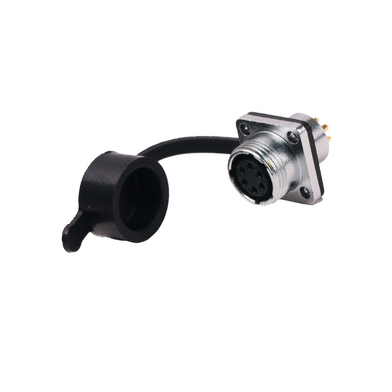 Metal Shielded 6 Pin Waterproof Connector , Female Panel Mount Connector With Solder