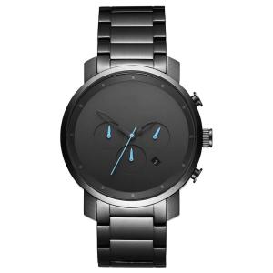 China Trend design Gun black chronograph quartz watch with stainless steel wholesale