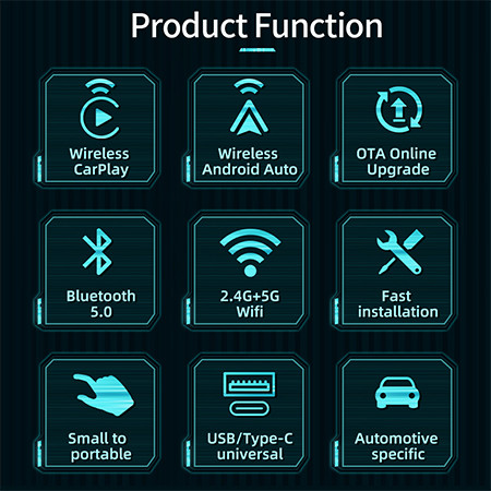 2-in-1 Mini USB Wireless Carplay Adapter Supports Original Car Wired Carplay to Wireless Carplay Android Auto Car Box