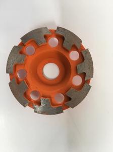 China Orange 4 Inch / 6 Inch Double Row Diamond Cup Wheel For Angle Grinder T Shape 125mm 180mm wholesale
