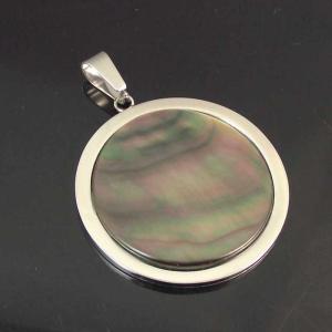 China Supper Fashion Colorful White Black Pearl Shell Inlay Stainless Steel Pendant LSP0012 wholesale