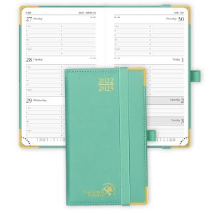 China Green Vegan PU Leather Small Academic Planner Monthly Weekly Agenda wholesale