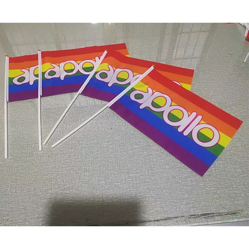 Customize Size Hand Held Pride Flag 14cmx21cm With Plastic Pole