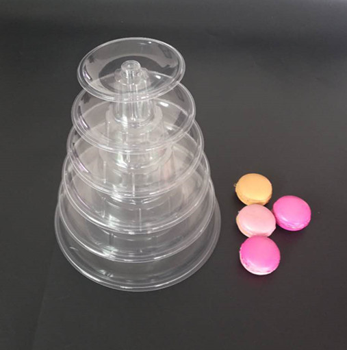 6 Tier White 1mm Plastic Macaron Packaging Macaron Wedding Display