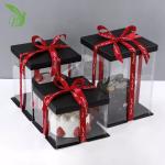 PET PVC Birthday Party Clear Square Tall Transparent Cake Box