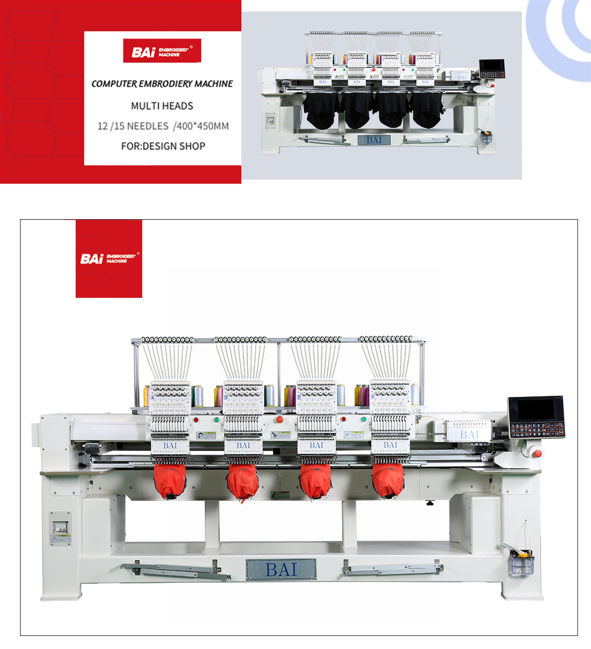 220V 4 Heads Embroidery Machine 450mm Computerized Blouse Embroidery Machine