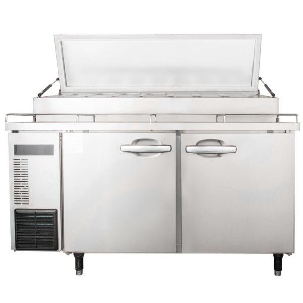 Commercial Pizza Prep Refrigerator With 2 Door Air Cooling Undercounter Chiller Blue Ray Lighting