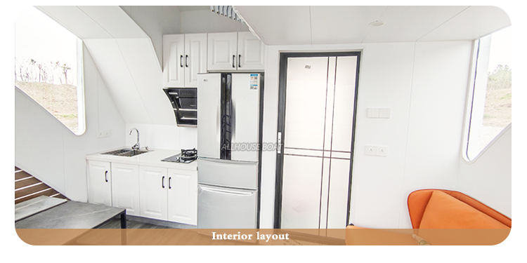 High Capacity 6 Person House Boat Floating House Pontoons with Kitchen