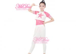 China MiDee Girl White Dance Outfits Spandex Hip Hop Dance Dress Gym Suit wholesale