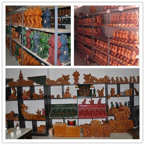 Asian Style Glazed Clay Roof Tiles Hotel Decorative Chinese Handmade Sculpture
