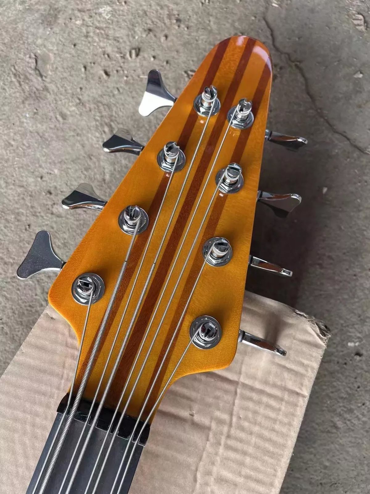 Custom 24 Frets Neck Thru Body Abalone Neck Inlay 8 Strings Electric Bass Guitar