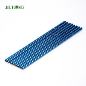China Blue Coated Biodegradable Paper Straw Disposable Straight Tube Custom logo wholesale