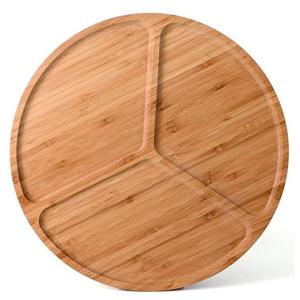 China 5 divided bamboo round food serving tray wholesale