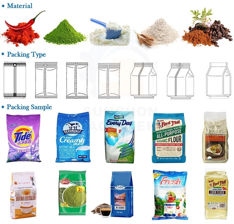 Chocolate / Cocoa / Coffee Powder Flour Packaging Machine With Touch Screen Multi Function