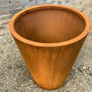 China 800mm Large Corten Steel Tapered Cylinder Planter Metal Cado Flower Pot wholesale