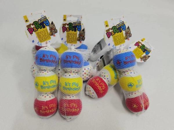 Dog Toy Naughty Nice Holiday Themed Tennis Balls Red Green 2.5" Choose Quantity