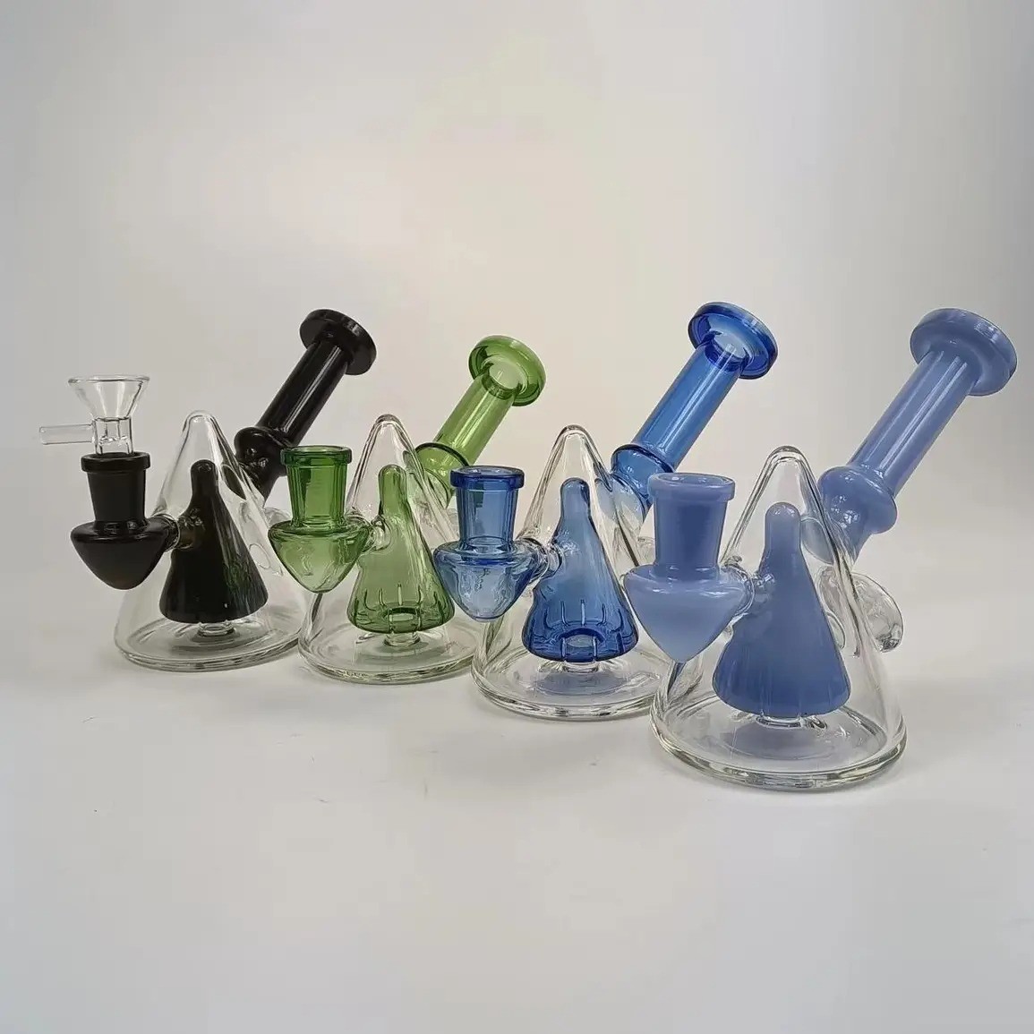 Customized Logo Color 6inch Glass Water Bongs With Ice Catcher