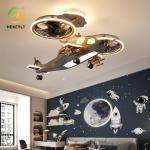 Children's airplane light Fan light remote control Boy's room Creative cartoon