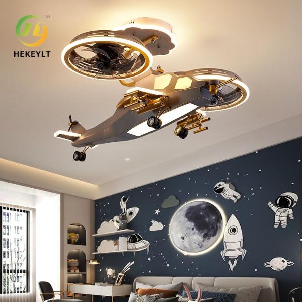 Children's airplane light Fan light remote control Boy's room Creative cartoon