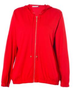 China Red Leisure Ladies Thin Jacket With Hat , Modern Spring Autumn Coat Womens wholesale