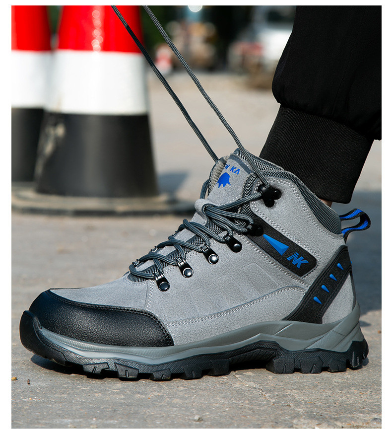 Men'S Welding Safety Shoes Comfortable Suede Work Boots 3mm Kevlar Safety Shoes Rubber Work Shoes